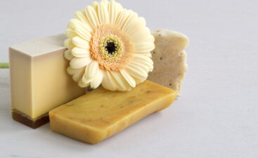 Handmade soap made from natural ingredients. on light background.